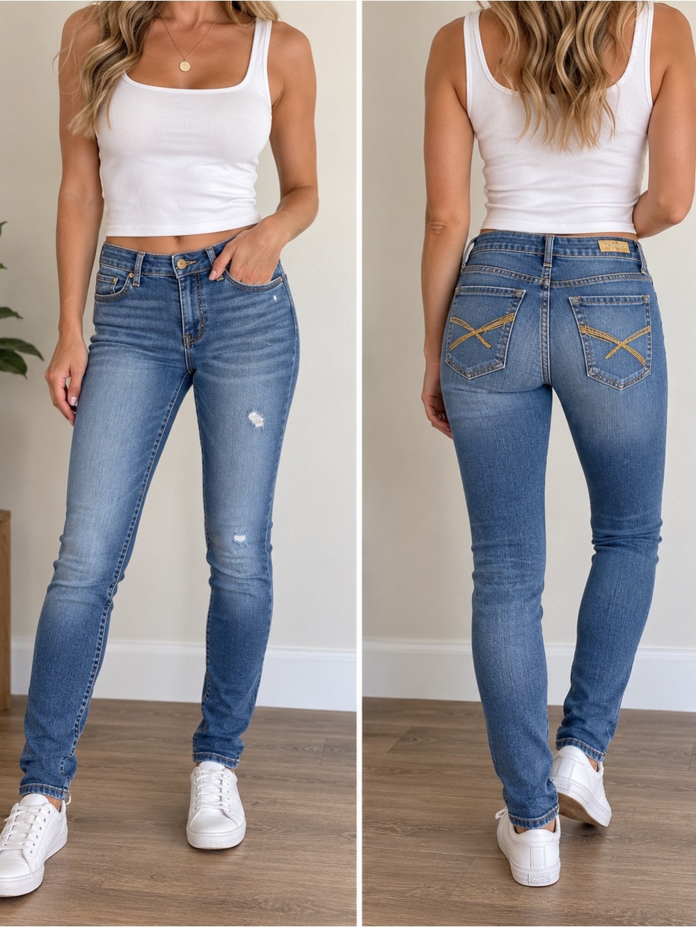 TYTE Size 11 Y2K Skinny Jeans Distressed Embroidered Stretch